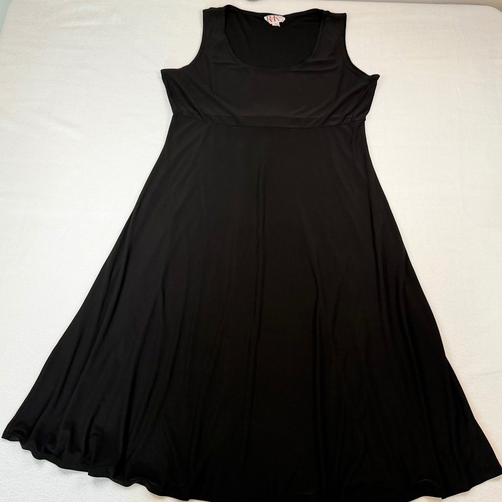 R&K Originals Womens Black Sleeveless Empire Waist A-Line Midi Dress Size 14